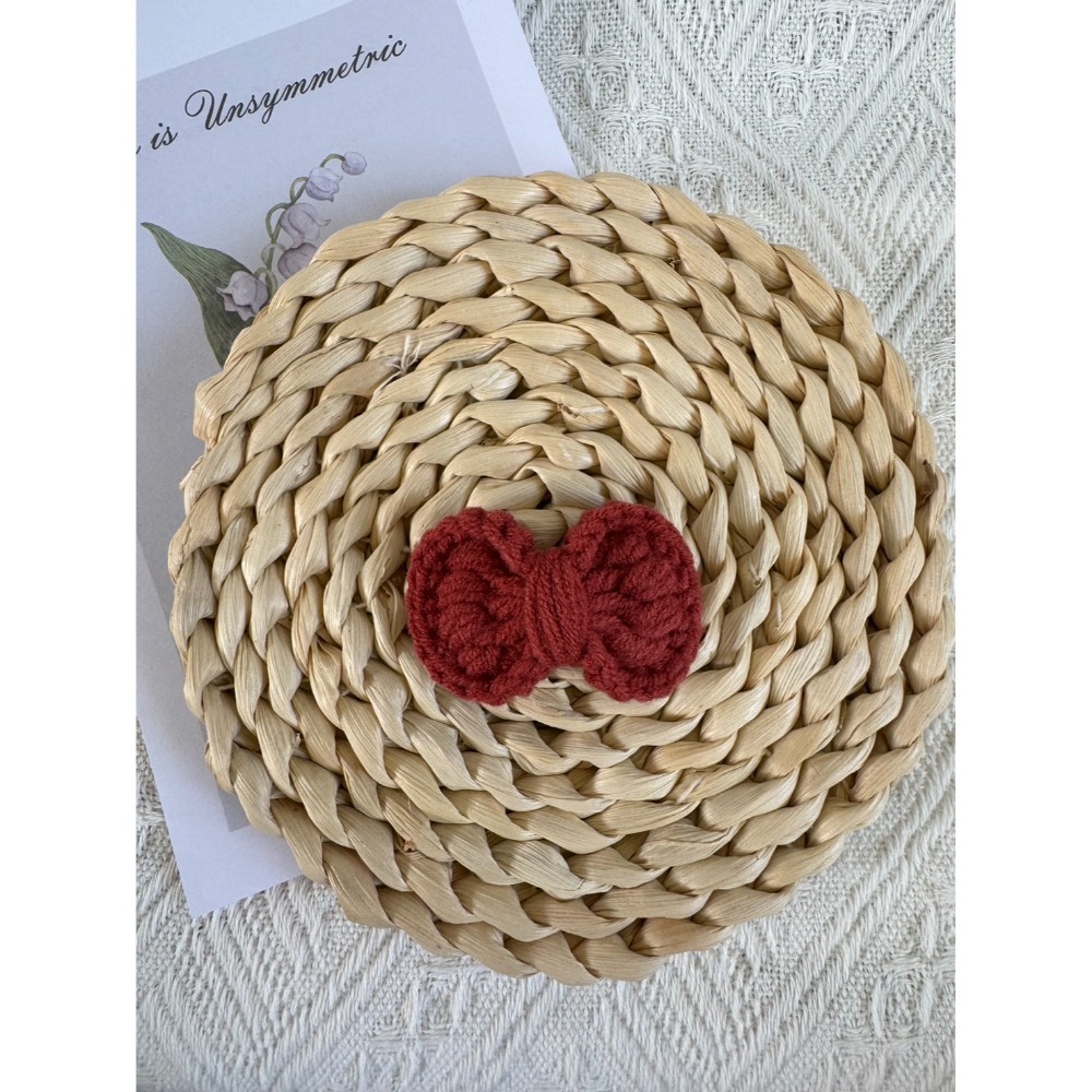 編織髮夾 蝴蝶結小髮夾 毛線手作髮夾-規格圖2