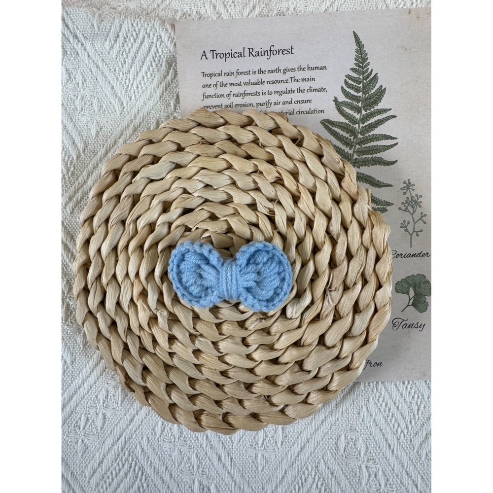 編織髮夾 蝴蝶結小髮夾 毛線手作髮夾-規格圖2