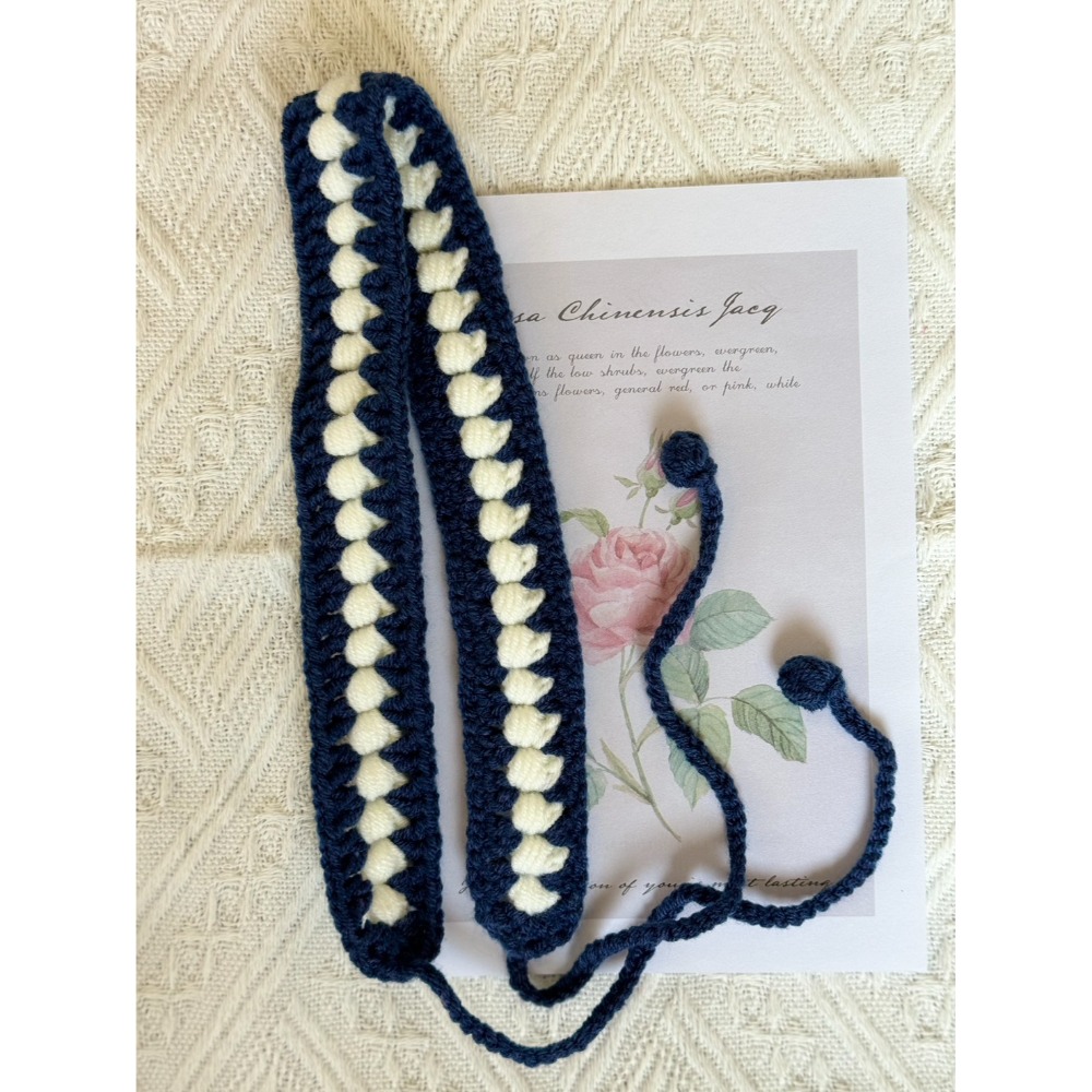 編織髮帶 雙色麥穗髮帶 雙色魚骨髮帶 手作 毛線-規格圖1