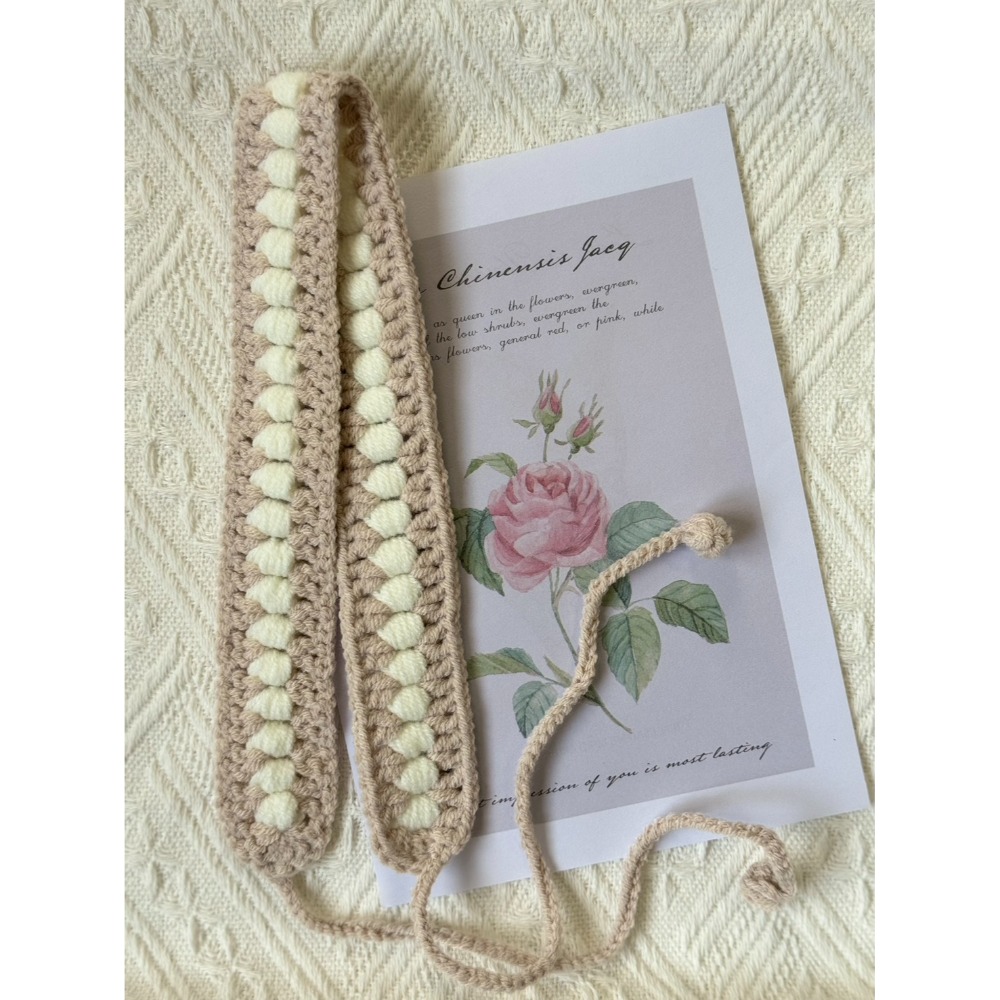 編織髮帶 雙色麥穗髮帶 雙色魚骨髮帶 手作 毛線-規格圖1