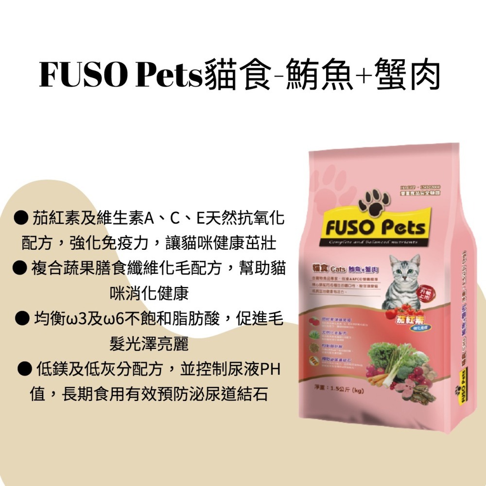 【福壽FUSO Pets貓食】- 鮪魚+蟹肉 /鮪魚+雞肉/ 鮭魚+牛肉 1.5kg-細節圖2