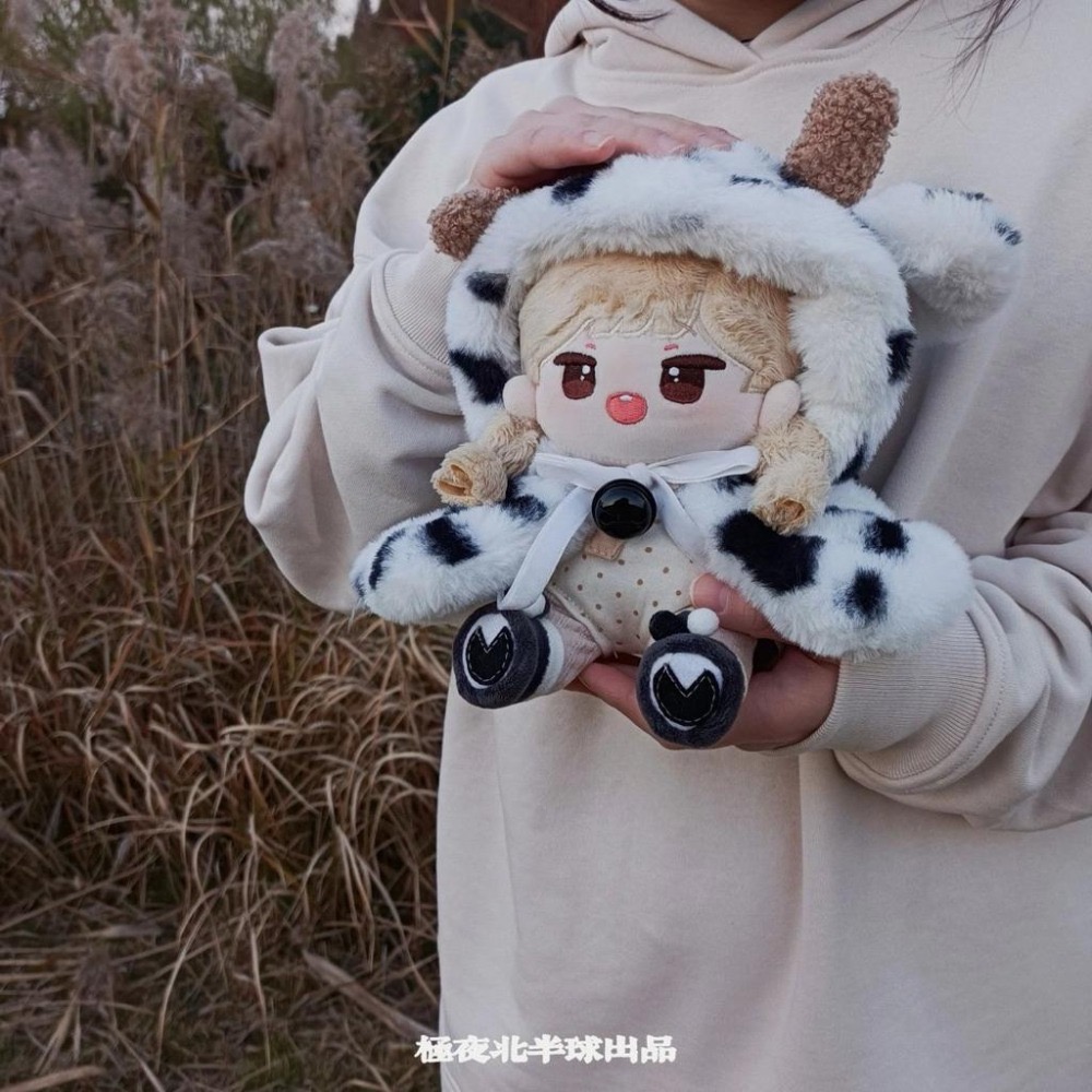 20cm棉花娃娃衣-點心森林動物披肩/雪豹/奶牛/全新/娃衣-細節圖2