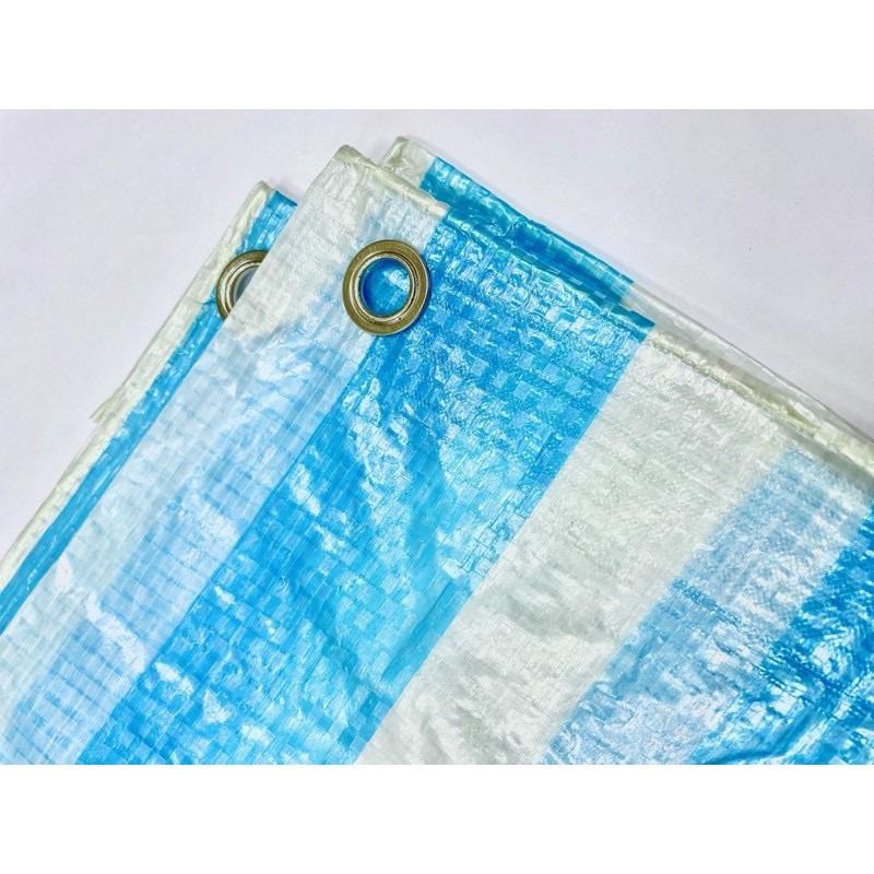 【薄款】藍白帆布 【台灣製】【大量現貨】PE 防水帆布 【雙面淋膜】塑膠布 帆布 防潮布 薄帆布 藍白條-細節圖5