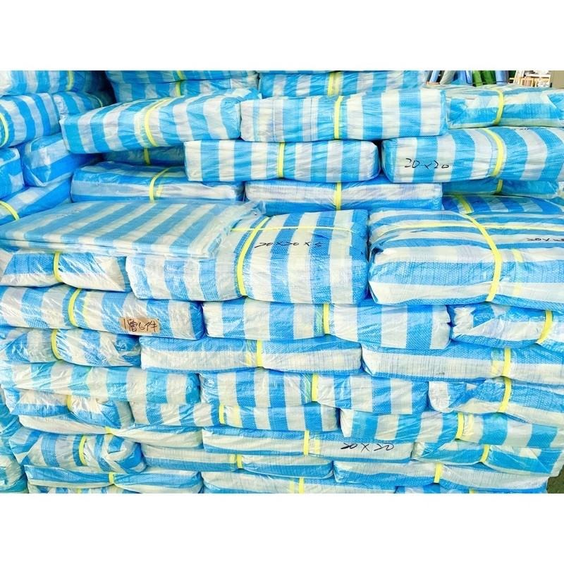 【薄款】藍白帆布10*10尺（四周包邊打洞）-細節圖4