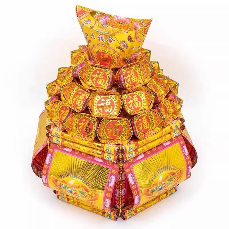 聚寶盆DIY材料包｜敬神紙藝｜招財聚財｜金紙聚寶盆｜拜拜用品｜祭祀用品｜手作紙藝｜開運祈福-細節圖3