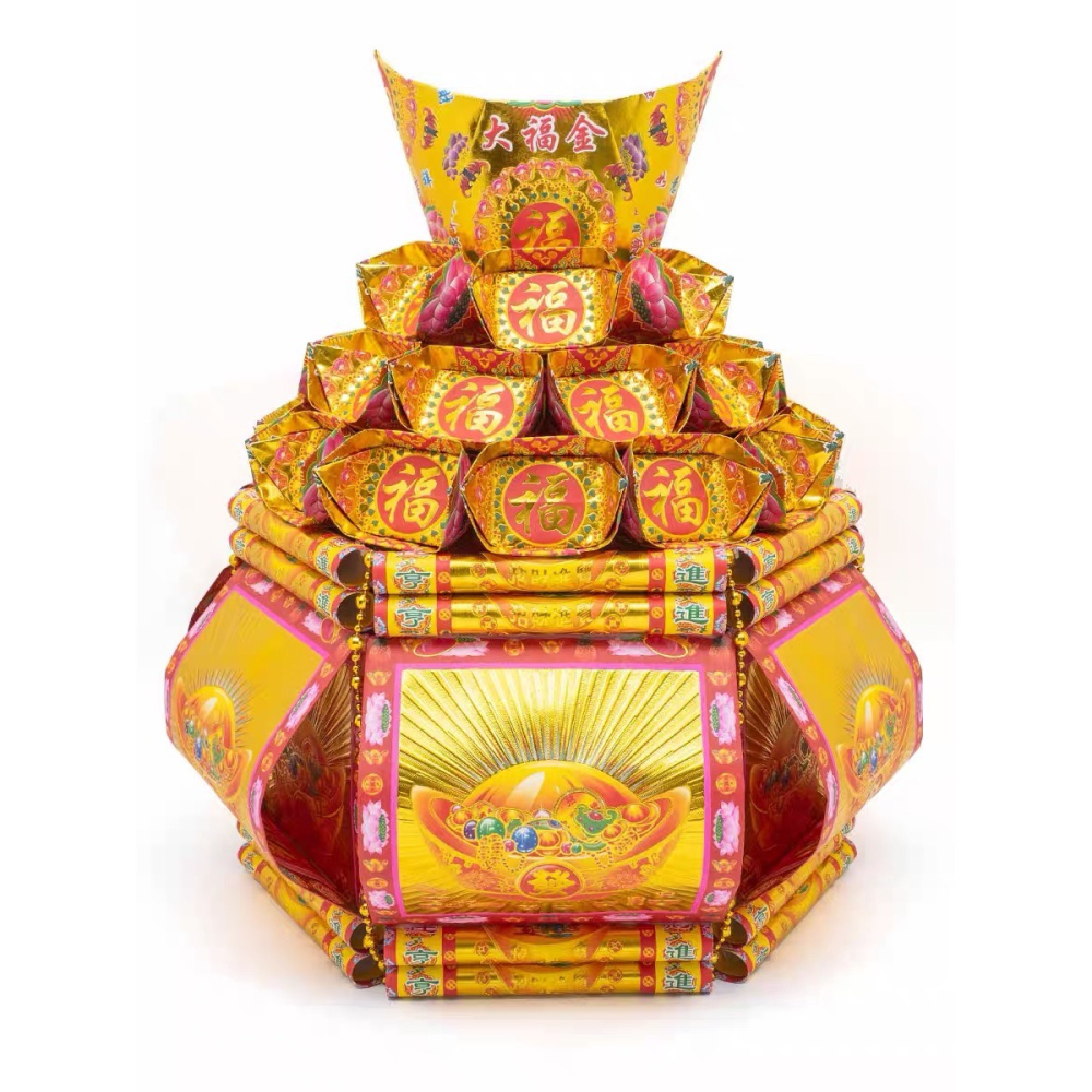 聚寶盆DIY材料包｜敬神紙藝｜招財聚財｜金紙聚寶盆｜拜拜用品｜祭祀用品｜手作紙藝｜開運祈福-細節圖4