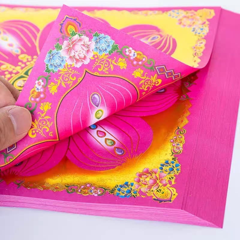 【金彩堂紙藝】九色蓮花雙面燙金紙｜立體蓮花金｜祭拜供佛｜拜拜金紙｜蓮花紙｜祈福金紙｜燒化金紙-細節圖3