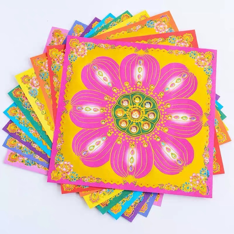 【金彩堂紙藝】九色蓮花雙面燙金紙｜立體蓮花金｜祭拜供佛｜拜拜金紙｜蓮花紙｜祈福金紙｜燒化金紙-規格圖5