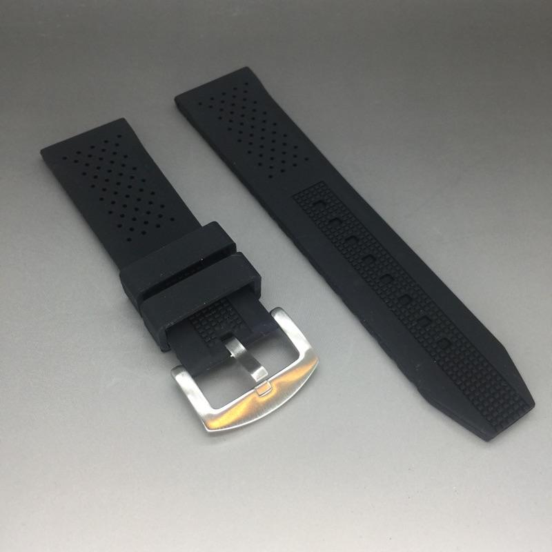 時尚透氣型矽膠錶帶 不鏽鋼ㄇ型針扣18MM 20MM 22MM 男 運動手錶帶 沛納海可用配件大錶徑-細節圖2