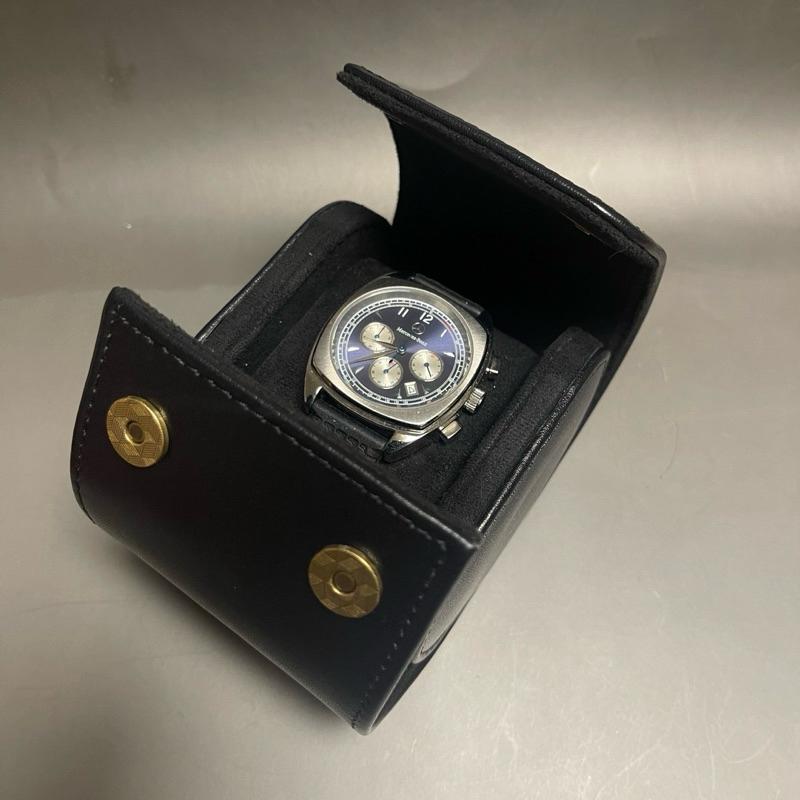 雙開黑色旅行真皮單只錶盒 頭層皮真皮手錶收納盒 單表位真皮旅行手錶盒 真皮表盒 黑色單只裝頭層皮錶盒全開12-細節圖9