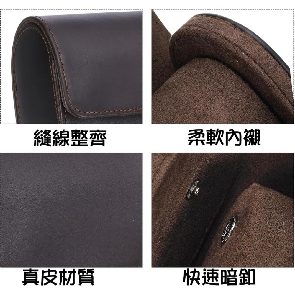 雙開深咖啡色單支旅行用錶盒 頭層皮單只快扣錶盒 單支入真皮手錶收納盒 出國用真皮旅行錶盒 真皮攜帶錶盒-細節圖3