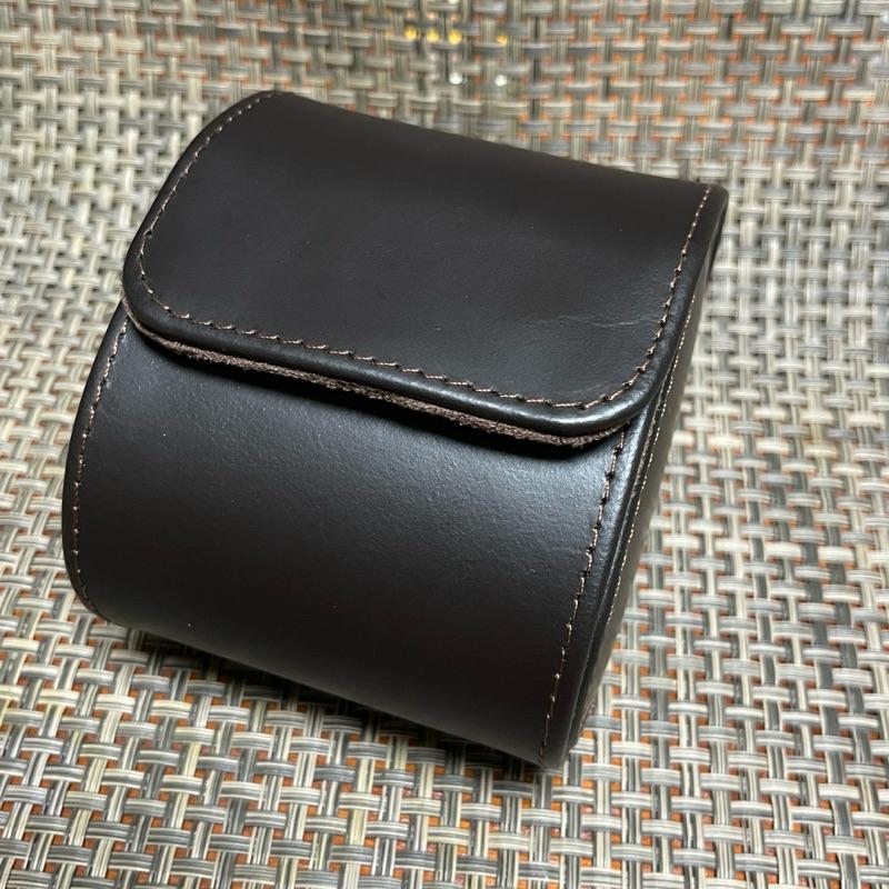 雙開深咖啡色單支旅行用錶盒 頭層皮單只快扣錶盒 單支入真皮手錶收納盒 出國用真皮旅行錶盒 真皮攜帶錶盒-細節圖5