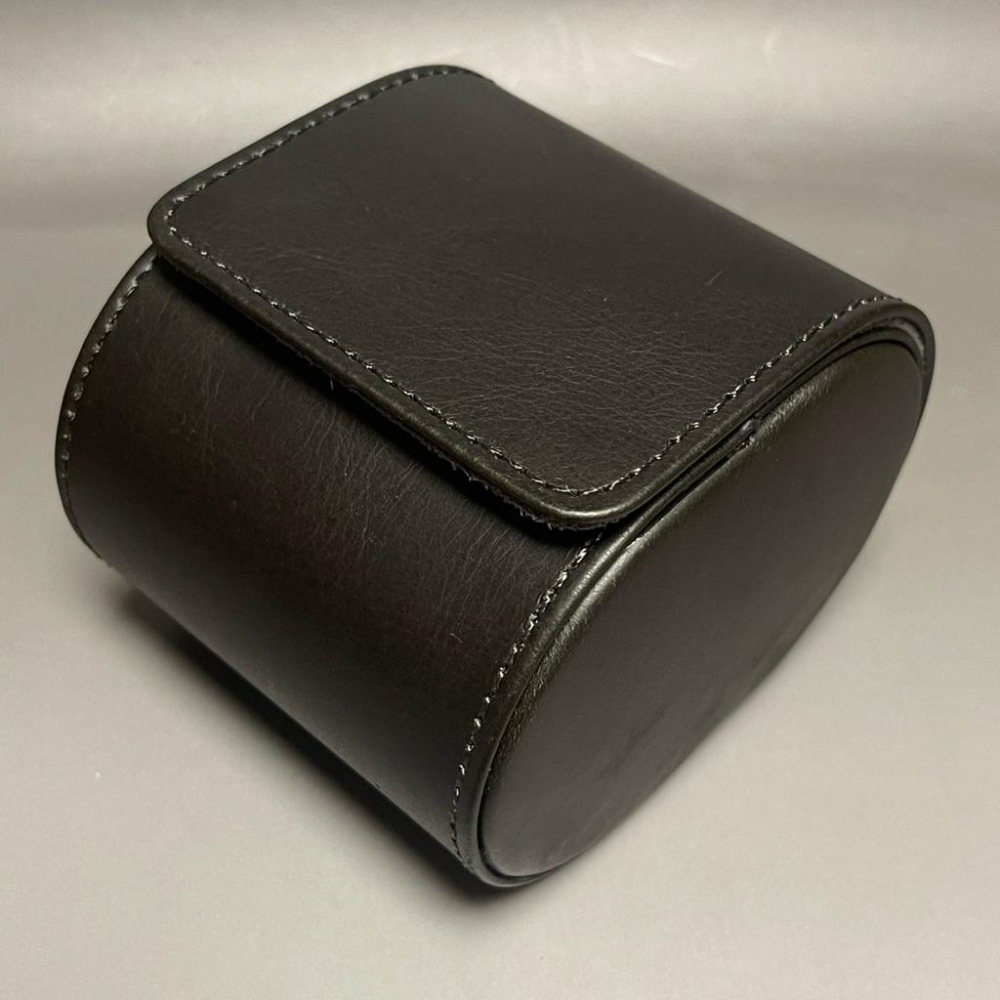 小牛皮黑色單支旅行真皮錶盒 真皮原皮紋手錶收納包 （原生皮紋 每只均不同）腕錶收藏旅行包-細節圖2