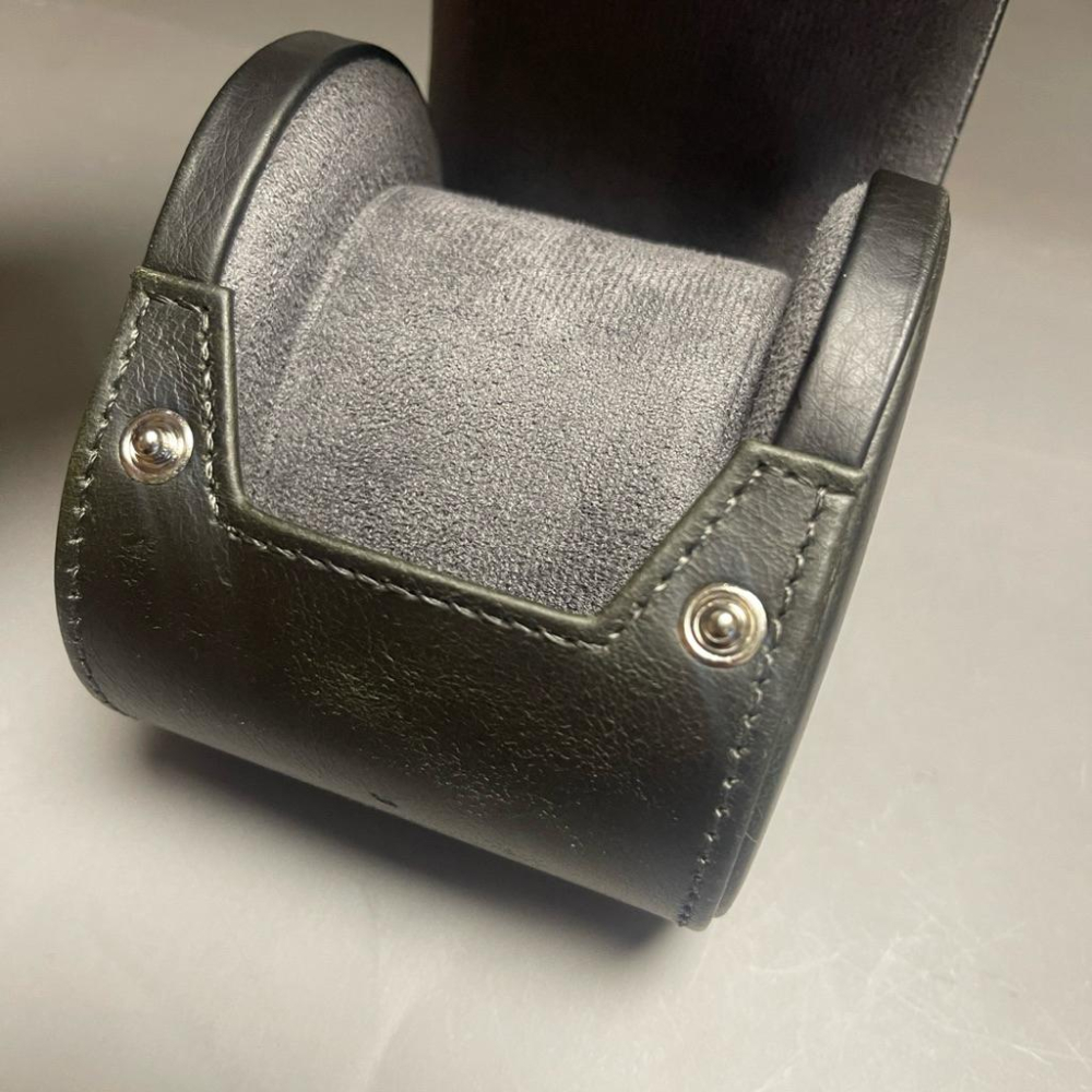 小牛皮黑色單支旅行真皮錶盒 真皮原皮紋手錶收納包 （原生皮紋 每只均不同）腕錶收藏旅行包-細節圖3