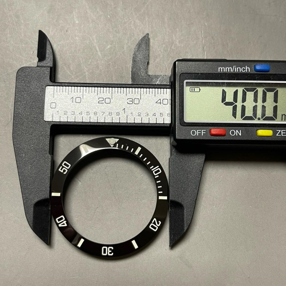 黑水鬼綠水鬼 替用黑陶瓷斜面錶圈  外徑40MM、38MM二尺寸 陶瓷計時圈 陶瓷外圈 黑色外圈 夜光數字型 黑色夜光版-細節圖4