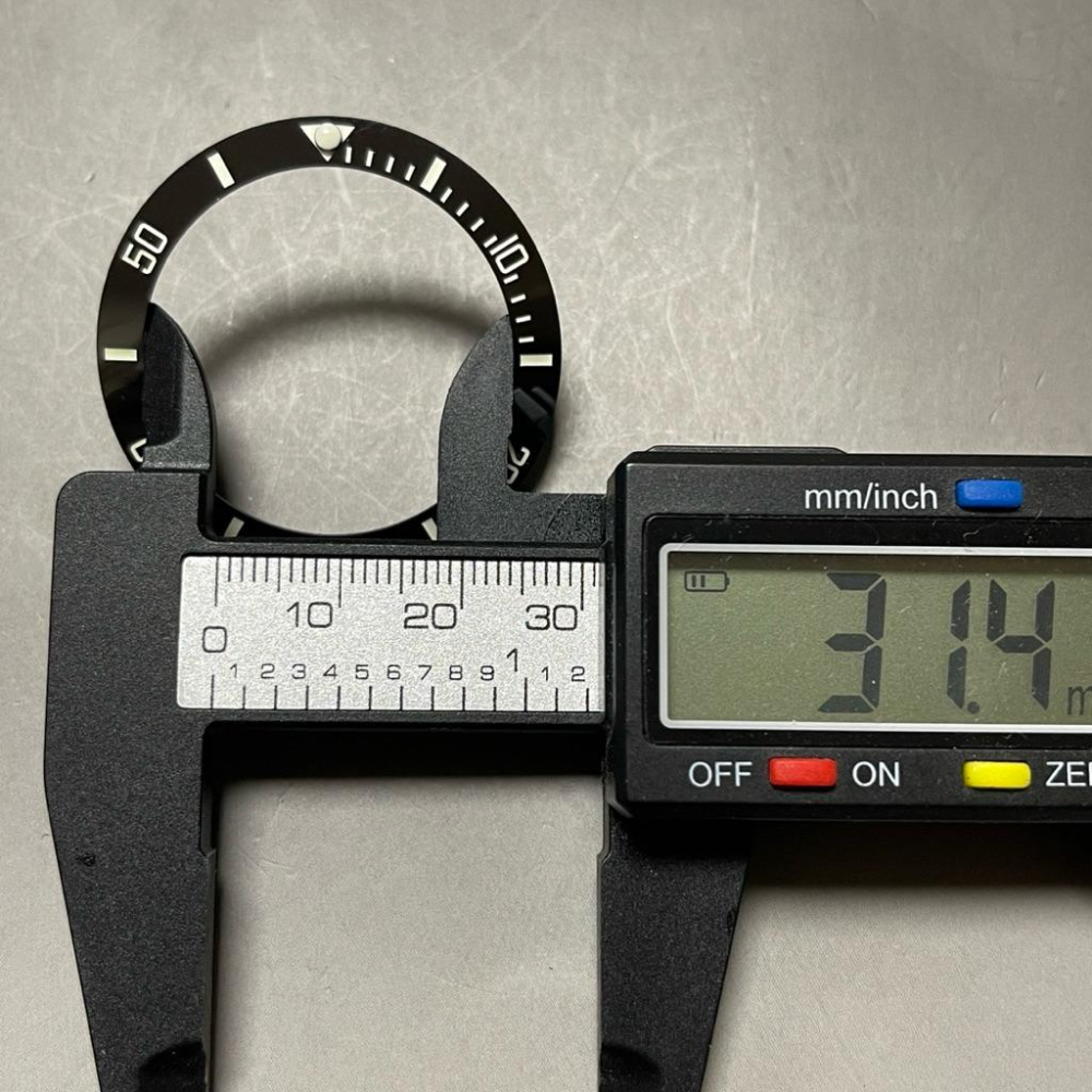 黑水鬼綠水鬼 替用黑陶瓷斜面錶圈  外徑40MM、38MM二尺寸 陶瓷計時圈 陶瓷外圈 黑色外圈 夜光數字型 黑色夜光版-細節圖5