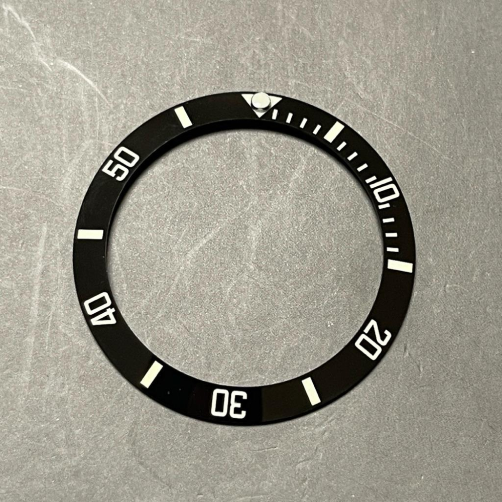 黑水鬼綠水鬼 替用黑陶瓷斜面錶圈  外徑40MM、38MM二尺寸 陶瓷計時圈 陶瓷外圈 黑色外圈 夜光數字型 黑色夜光版-細節圖6
