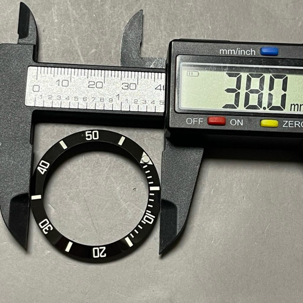 黑水鬼綠水鬼 替用黑陶瓷斜面錶圈  外徑40MM、38MM二尺寸 陶瓷計時圈 陶瓷外圈 黑色外圈 夜光數字型 黑色夜光版-細節圖8