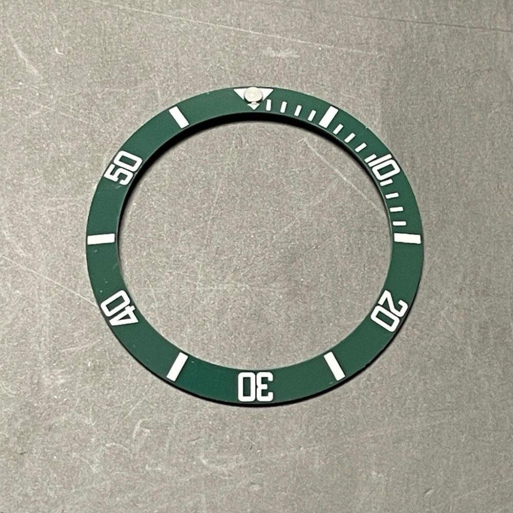 黑水鬼綠水鬼 替用綠陶瓷斜面錶圈 外徑40MM、38MM二尺寸 陶瓷計時圈 陶瓷外圈 黑色外圈 夜光數字型  綠色夜光版-細節圖2