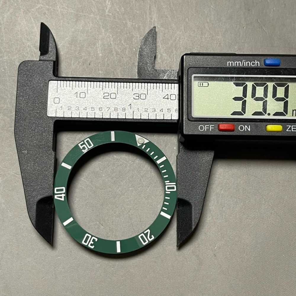 黑水鬼綠水鬼 替用綠陶瓷斜面錶圈 外徑40MM、38MM二尺寸 陶瓷計時圈 陶瓷外圈 黑色外圈 夜光數字型  綠色夜光版-細節圖7