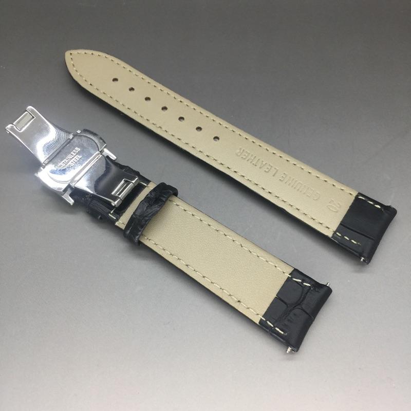 20MM 小牛皮真皮錶帶 不銹鋼雙折壓扣錶扣-細節圖2