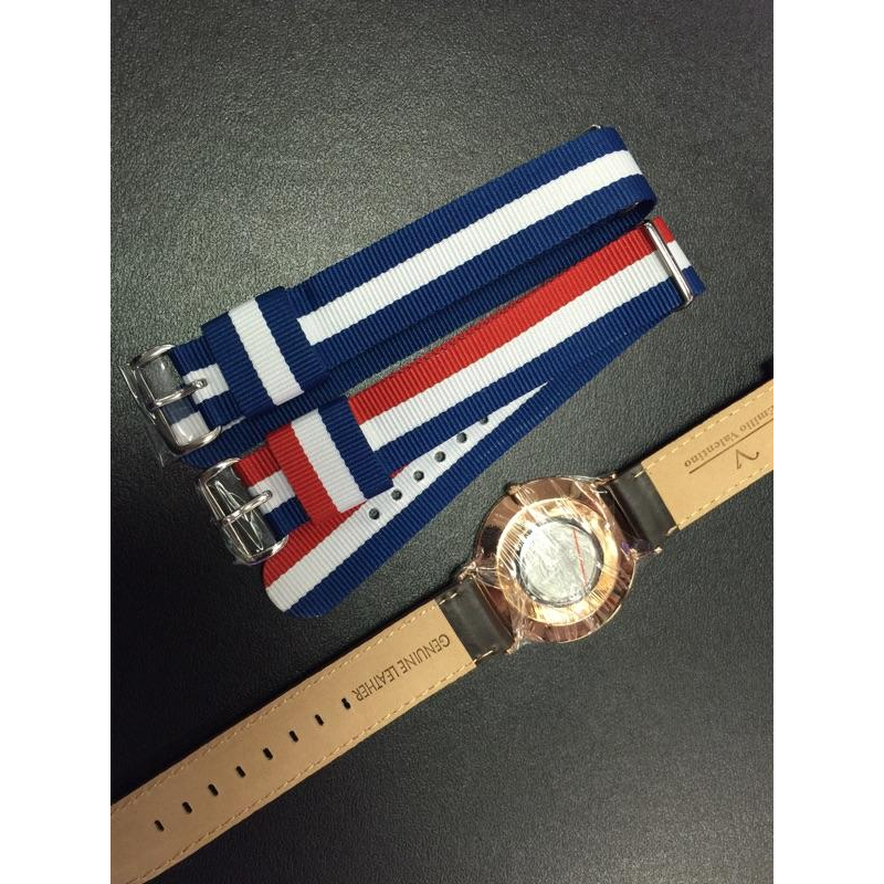 范倫鐵諾 薄型 大錶面簡約線條刻度時尚-帆布錶帶-細節圖5