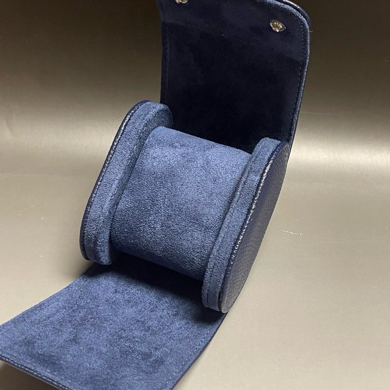 單支錶盒  深藍色旅行錶盒 防塵手錶收納盒  方便攜帶出差 深藍 簡約腕錶盒皮質-細節圖5