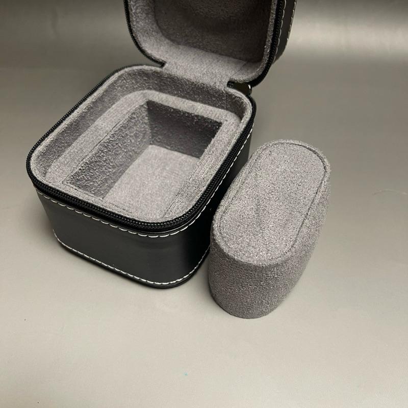 單支裝方型拉鍊式旅行錶盒 行動皮盒 保護錶盒  PU皮表盒  旅行盒-黑色-細節圖4