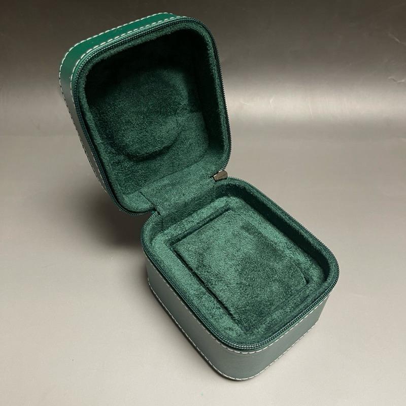 單支裝方型拉鍊式旅行錶盒 行動皮盒 保護錶盒  PU皮表盒  旅行盒-綠色-細節圖2