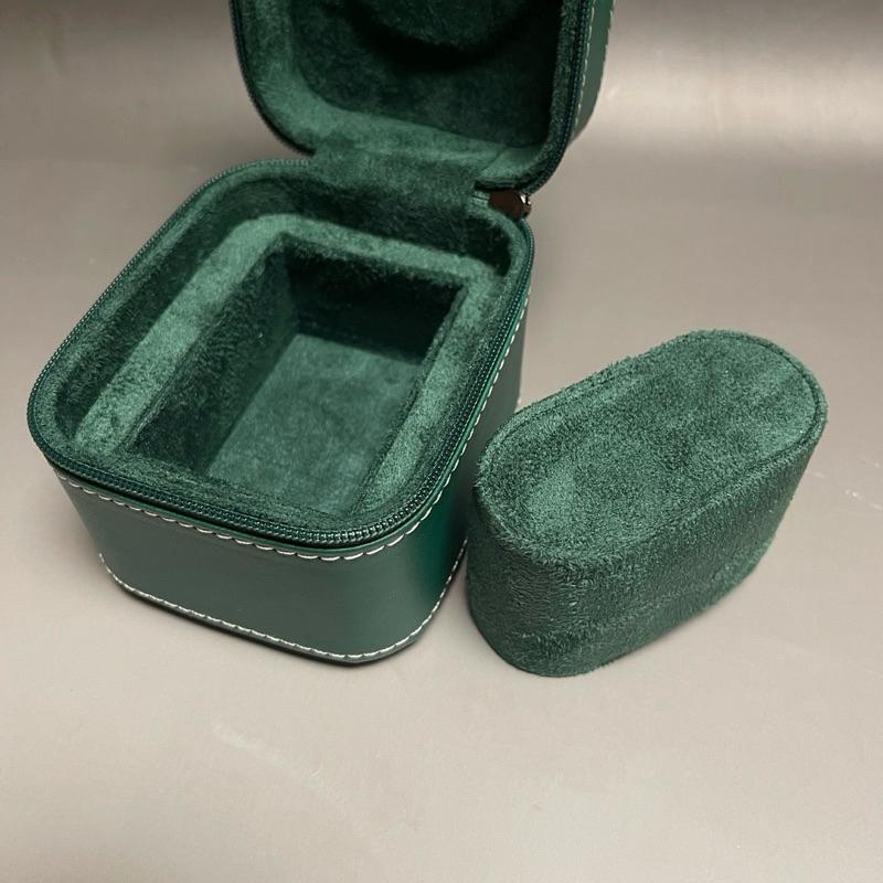 單支裝方型拉鍊式旅行錶盒 行動皮盒 保護錶盒  PU皮表盒  旅行盒-綠色-細節圖3