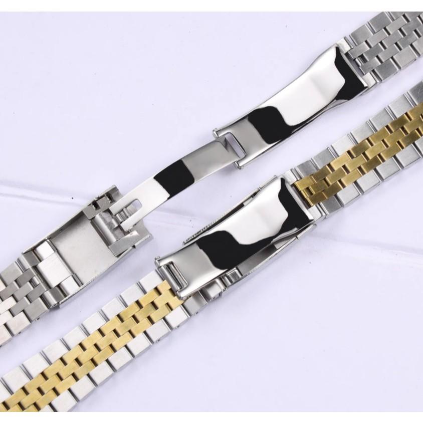 蠔式恆動日誌型不鏽鋼搭配實心精鋼錶帶  21mm 不鏽鋼錶帶半金五株帶 壓合扣 實心錶帶 21MM-細節圖2