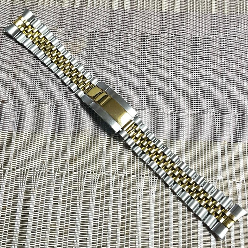 蠔式恆動日誌型不鏽鋼搭配實心精鋼錶帶  21mm 不鏽鋼錶帶半金五株帶 壓合扣 實心錶帶 21MM-細節圖3