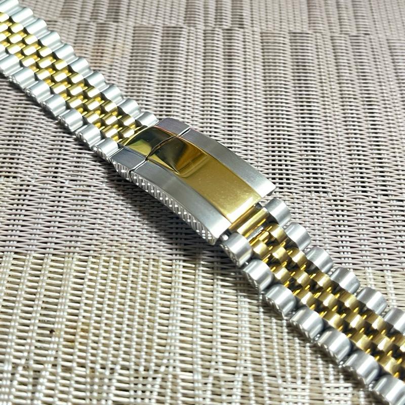 蠔式恆動日誌型不鏽鋼搭配實心精鋼錶帶  21mm 不鏽鋼錶帶半金五株帶 壓合扣 實心錶帶 21MM-細節圖4