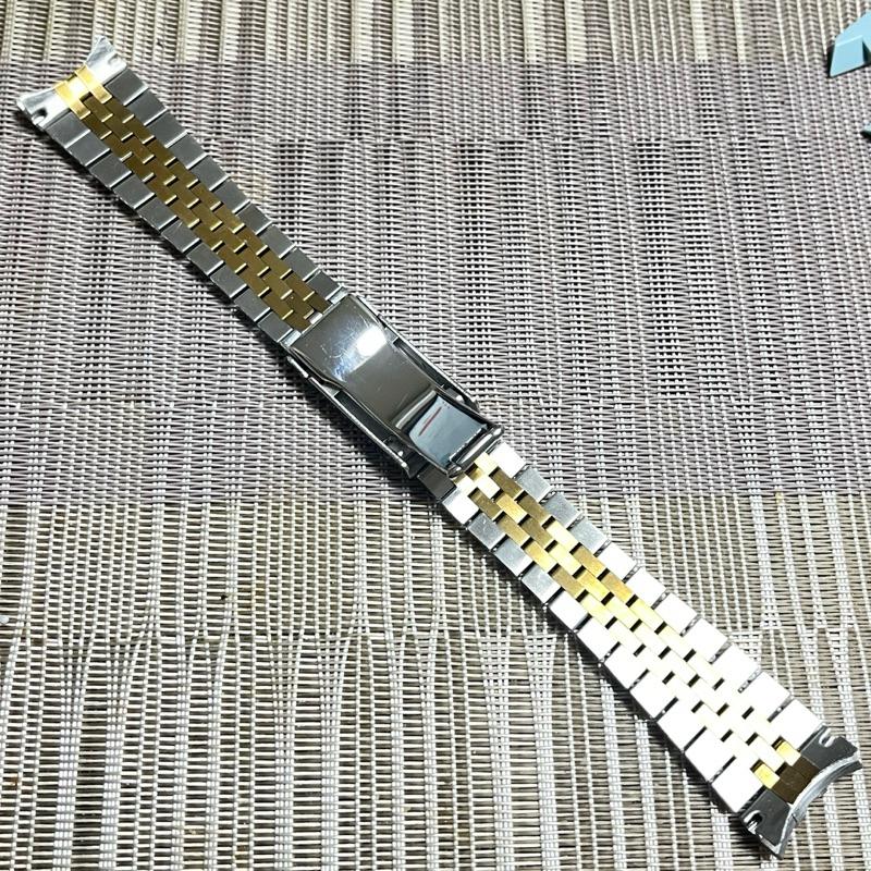 蠔式恆動日誌型不鏽鋼搭配實心精鋼錶帶  21mm 不鏽鋼錶帶半金五株帶 壓合扣 實心錶帶 21MM-細節圖5