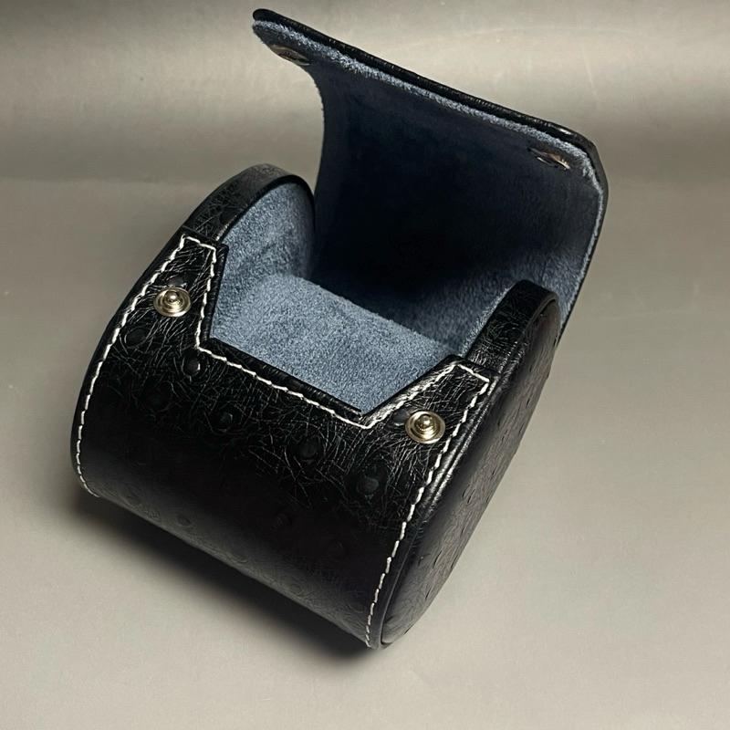 手工頭層牛皮 單支旅行真皮錶盒 真皮駝鳥紋手錶收納包 腕錶收藏旅行包 頭層皮 特價促銷-細節圖6