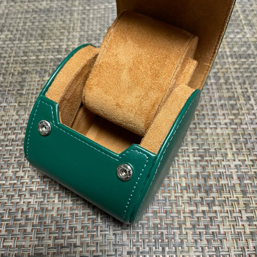 旅行皮革錶盒 腕錶收藏旅行包 便攜手錶盒 手錶收納 手錶收藏盒 外出攜帶盒 防塵防摔 錶盒 出差旅行隨身錶盒 綠色單支-細節圖5