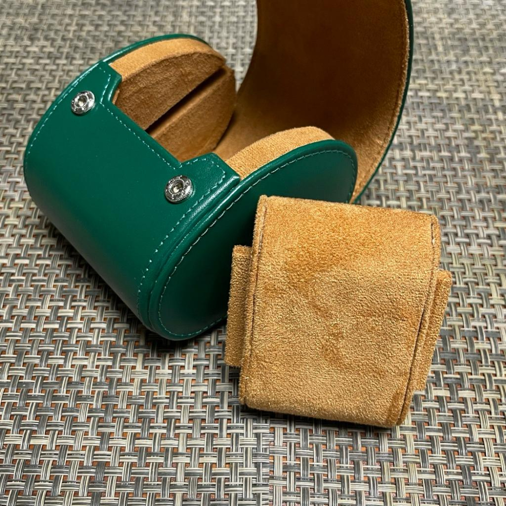 旅行皮革錶盒 腕錶收藏旅行包 便攜手錶盒 手錶收納 手錶收藏盒 外出攜帶盒 防塵防摔 錶盒 出差旅行隨身錶盒 綠色單支-細節圖6