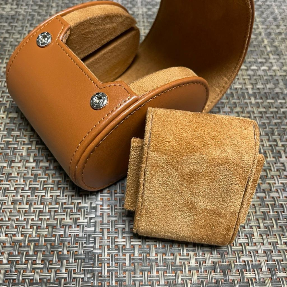 旅行皮革錶盒 腕錶收藏旅行包 便攜手錶盒 手錶收納 手錶收藏盒 外出攜帶盒 防塵防摔 錶盒 出差旅行隨身錶盒 棕色單支-細節圖7