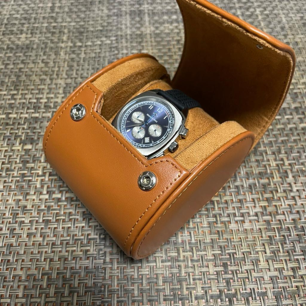 旅行皮革錶盒 腕錶收藏旅行包 便攜手錶盒 手錶收納 手錶收藏盒 外出攜帶盒 防塵防摔 錶盒 出差旅行隨身錶盒 棕色單支-細節圖8