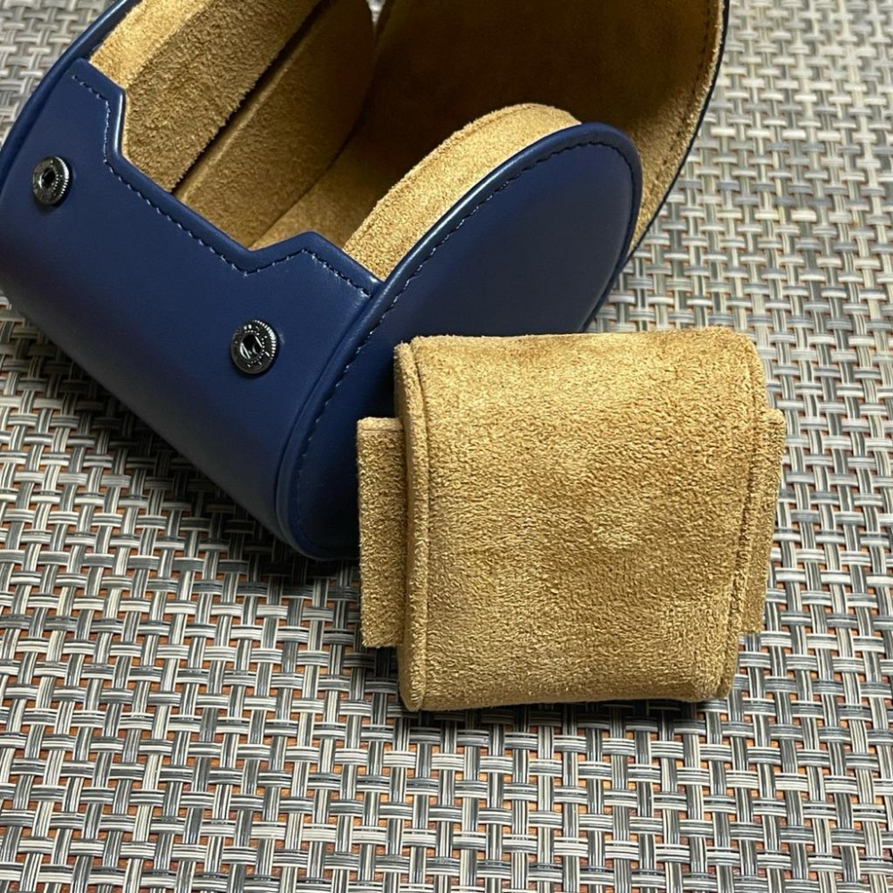 深藍色皮革錶盒 腕錶收藏旅行包 插式固定錶盒 手錶收納 手錶收藏盒 外出攜帶盒 防塵防摔  錶盒 出差旅行隨身錶盒 單支-細節圖6