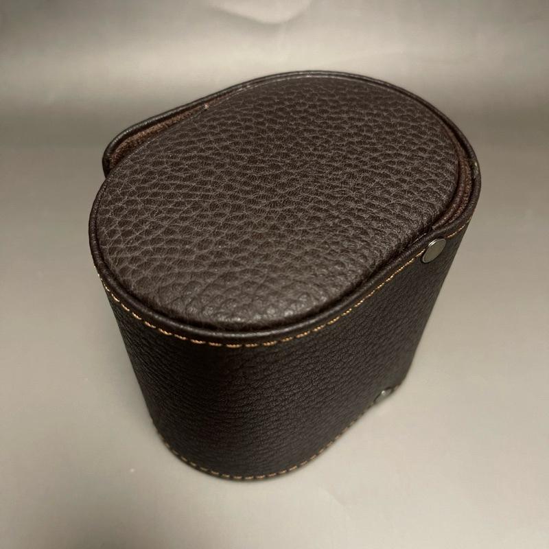 手工頭層牛皮製作 單支旅行真皮荔技紋錶盒 頭層皮手錶收納包 腕錶收藏旅行包 頭層皮 牛皮 咖啡色錶盒-細節圖3