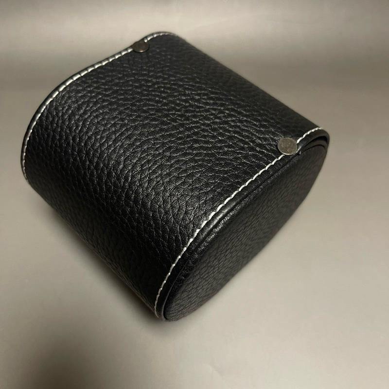 手工頭層牛皮製作 單支旅行真皮荔技紋錶盒 頭層皮手錶收納包 腕錶收藏旅行包 頭層皮 牛皮 黑色荔技紋錶盒-細節圖3