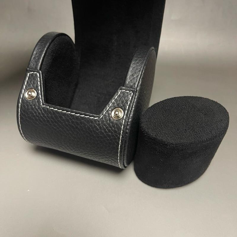 手工頭層牛皮製作 單支旅行真皮荔技紋錶盒 頭層皮手錶收納包 腕錶收藏旅行包 頭層皮 牛皮 黑色荔技紋錶盒-細節圖8