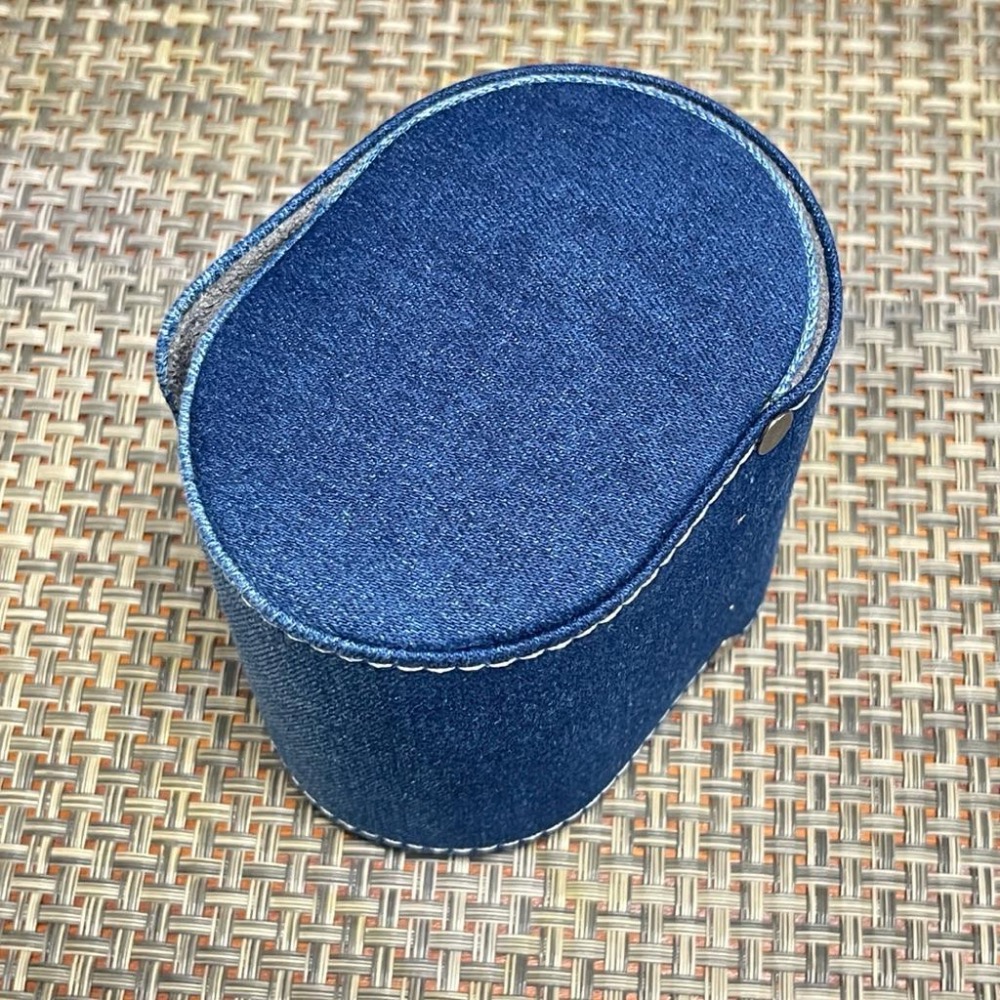 手工製作 單支旅行錶盒 牛仔布手錶收納包 腕錶收藏旅行包 牛仔布製作  漸層藍色錶盒-細節圖2