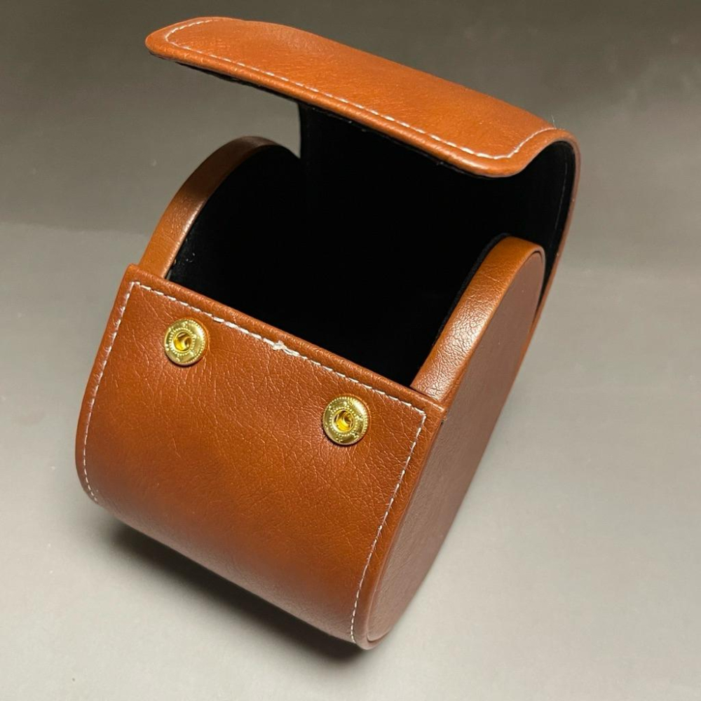 單支裝圓型快扣式旅行錶盒 收納皮錶盒 保護錶盒  PU皮錶盒  合成皮旅行錶盒-細節圖2