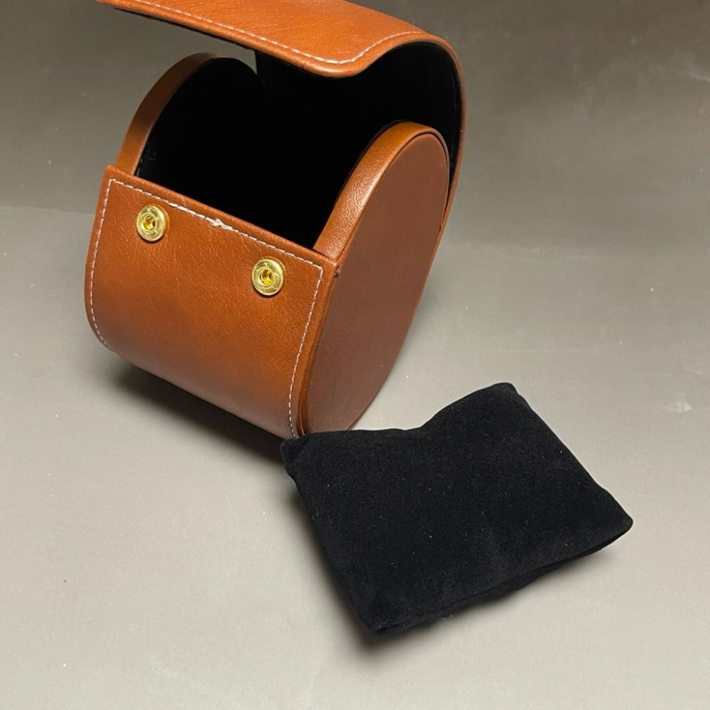 單支裝圓型快扣式旅行錶盒 收納皮錶盒 保護錶盒  PU皮錶盒  合成皮旅行錶盒-細節圖3