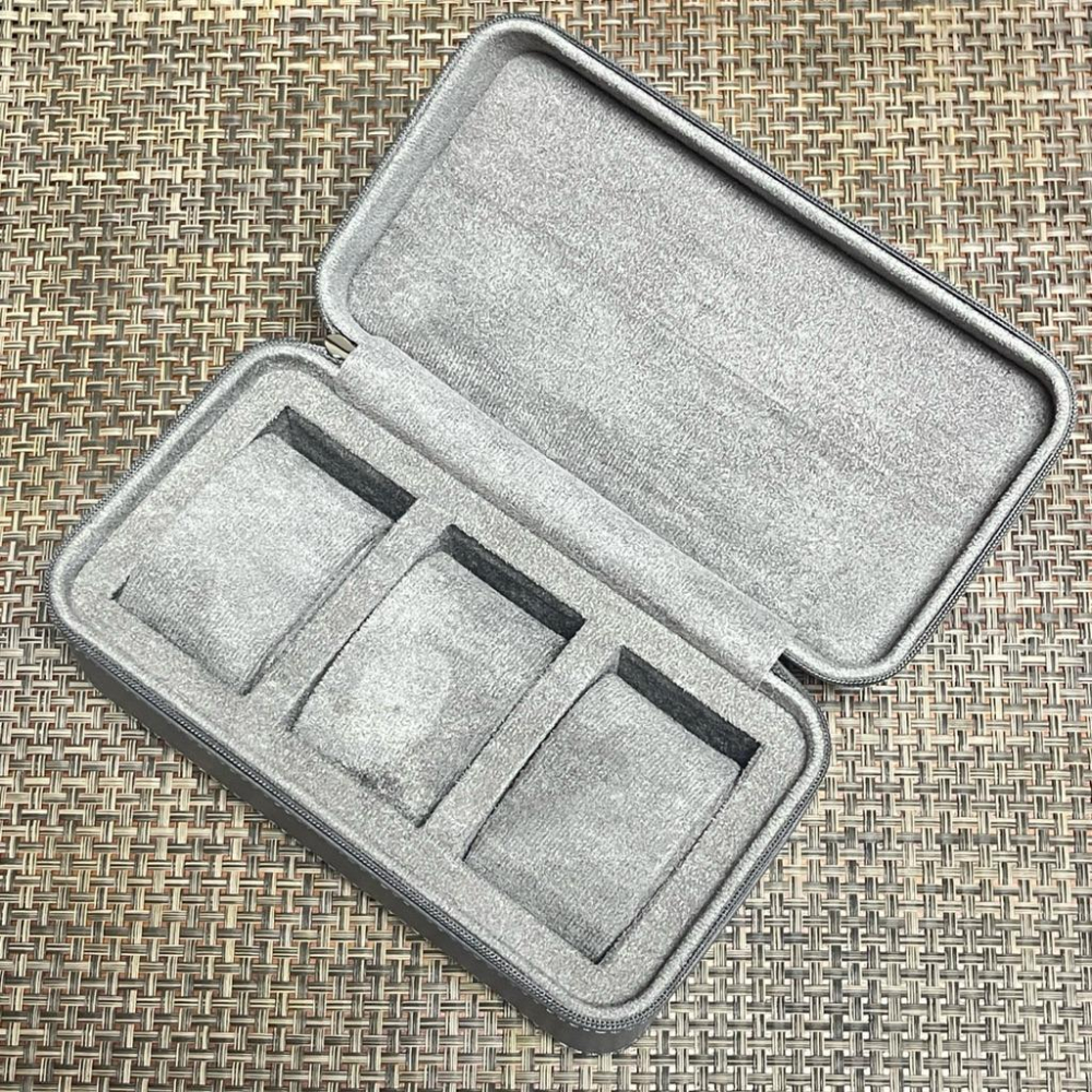 三支裝旅行超纖皮革灰色錶盒 超纖皮手錶收納包 腕錶收藏旅行包 拉鏈式 三支方型錶盒 灰色超纖皮革錶盒-細節圖4