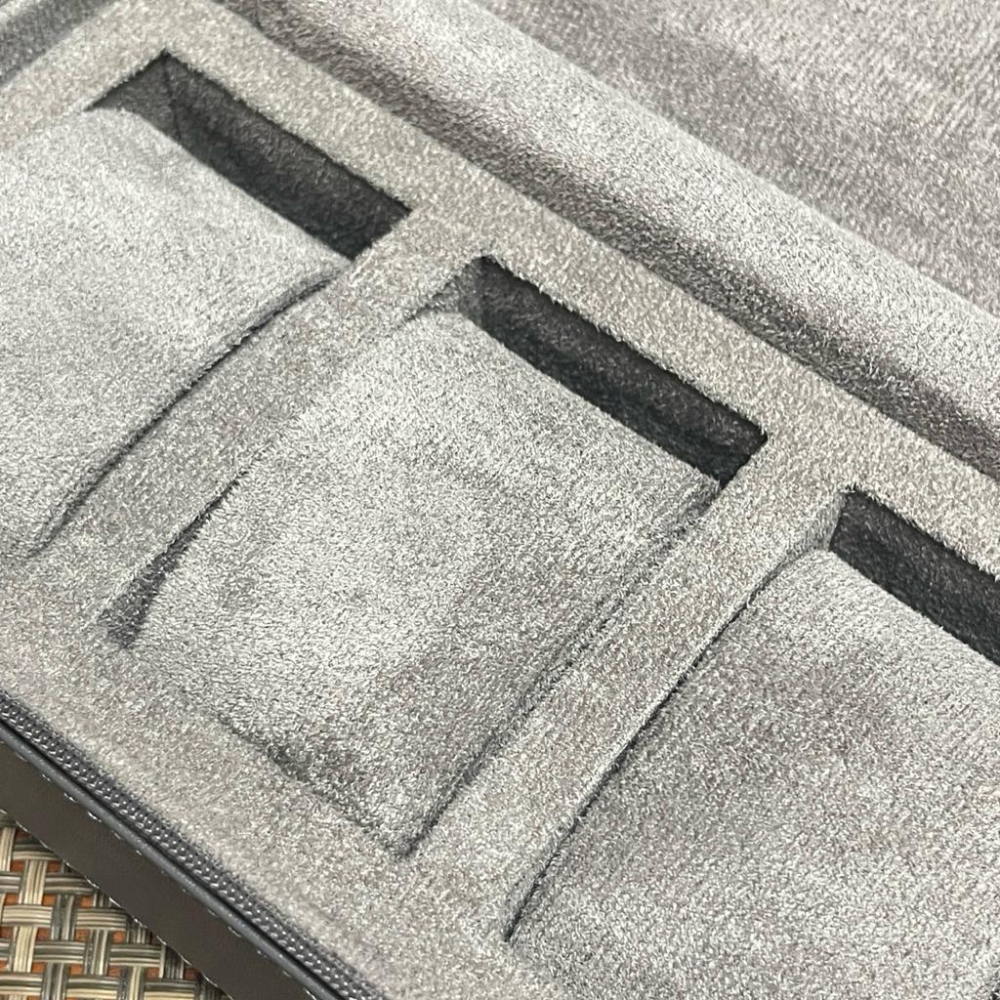 三支裝旅行超纖皮革灰色錶盒 超纖皮手錶收納包 腕錶收藏旅行包 拉鏈式 三支方型錶盒 灰色超纖皮革錶盒-細節圖5