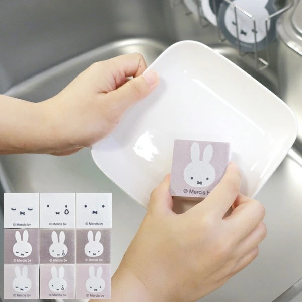 【代購】 日本 miffy 米飛兔 米菲兔 表情 科技海綿 9入 米菲 去除水漬 污漬 適用於廚房、廁所-細節圖8