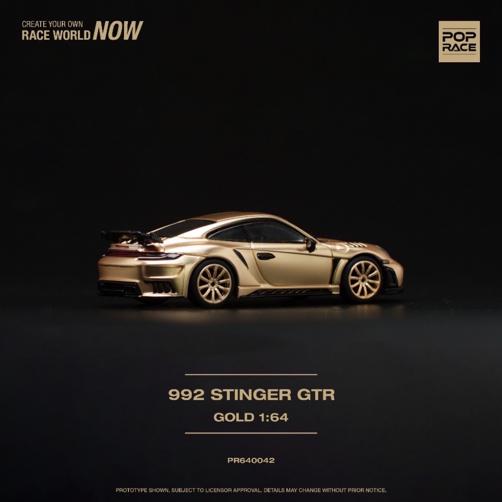 POP RACE 1/64 保時捷 992 Stinger GTR 金-細節圖2